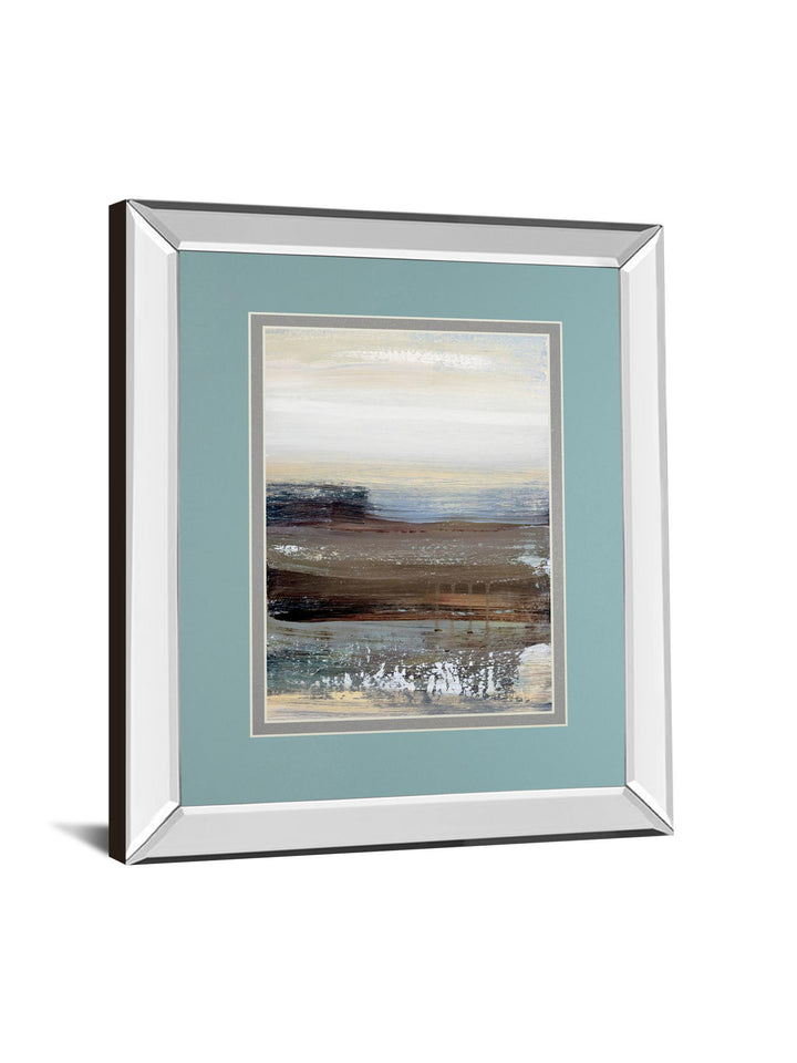 Hint Of Blue By Aerial Snow - Mirror Framed Print Wall Art - Dark Brown