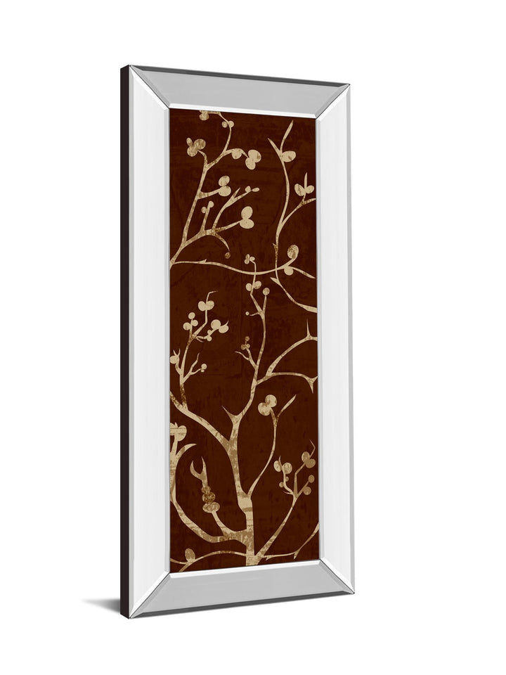 Branching Out I By Diane Stimson - Mirror Framed Print Wall Art - Dark Brown