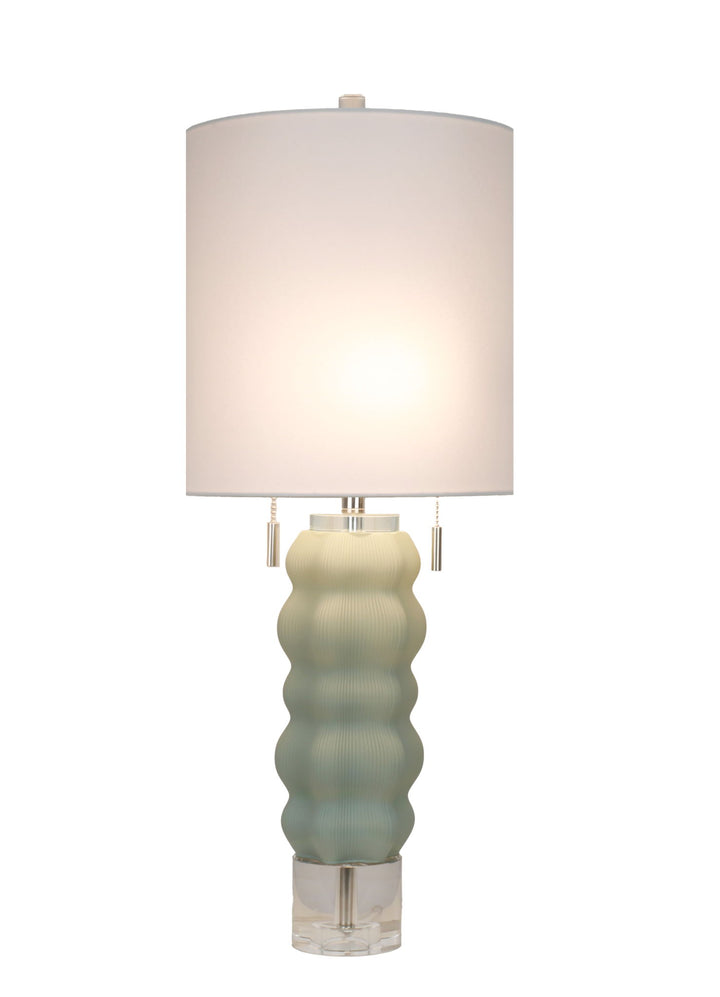 Oceanic Wave Glass &amp; Crystal Table Lamp (Set of 2) - Mist Blue / Clear Crystal