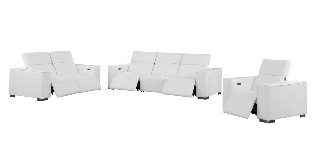 1208 - Leather Reclining Set (Sofa, Loveseat &amp; Chair With 5 Power Recliners)