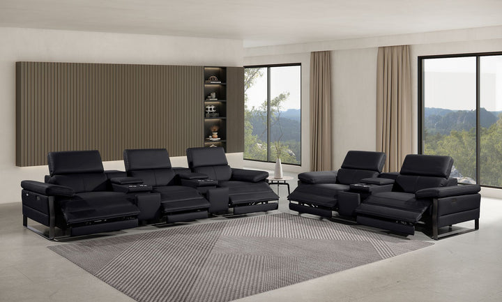 1246 - Modular Power Reclining Dual Console Sofa And Console Loveseat Set With Power Headrests