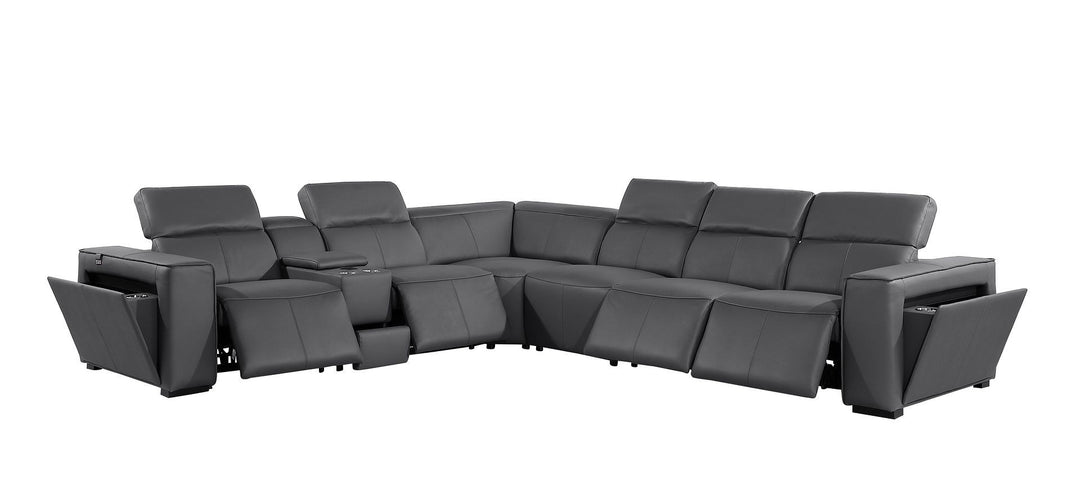 1224 - 7-Piece L-Shaped Sectional Sofa In With 4 Power Recliners &amp; Power Headrests