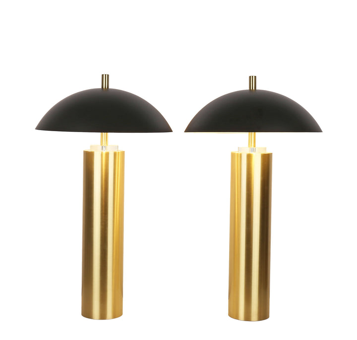 Aurora Column On/Off Touch, USB Charging, Metal &amp; Crystal Table Lamp (Set of 2) - Soft Gold / Matte Black