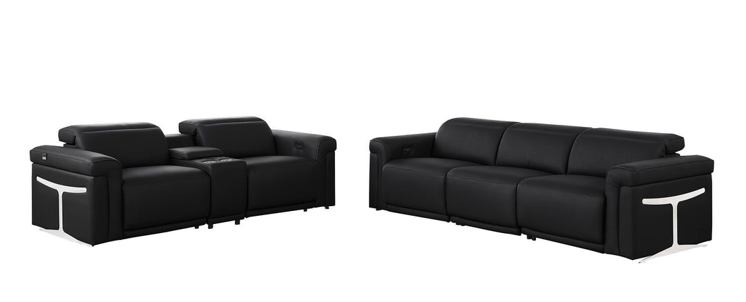 1126 - 6-Piece Modular Power Reclining Sofa And Console Loveseat Set In With 5 Power Recliners &amp; Power Headrests