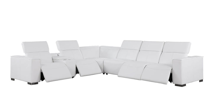 1208 - 7 Piece L-Shaped Leather Reclining Sectional With 4 Power Recliners