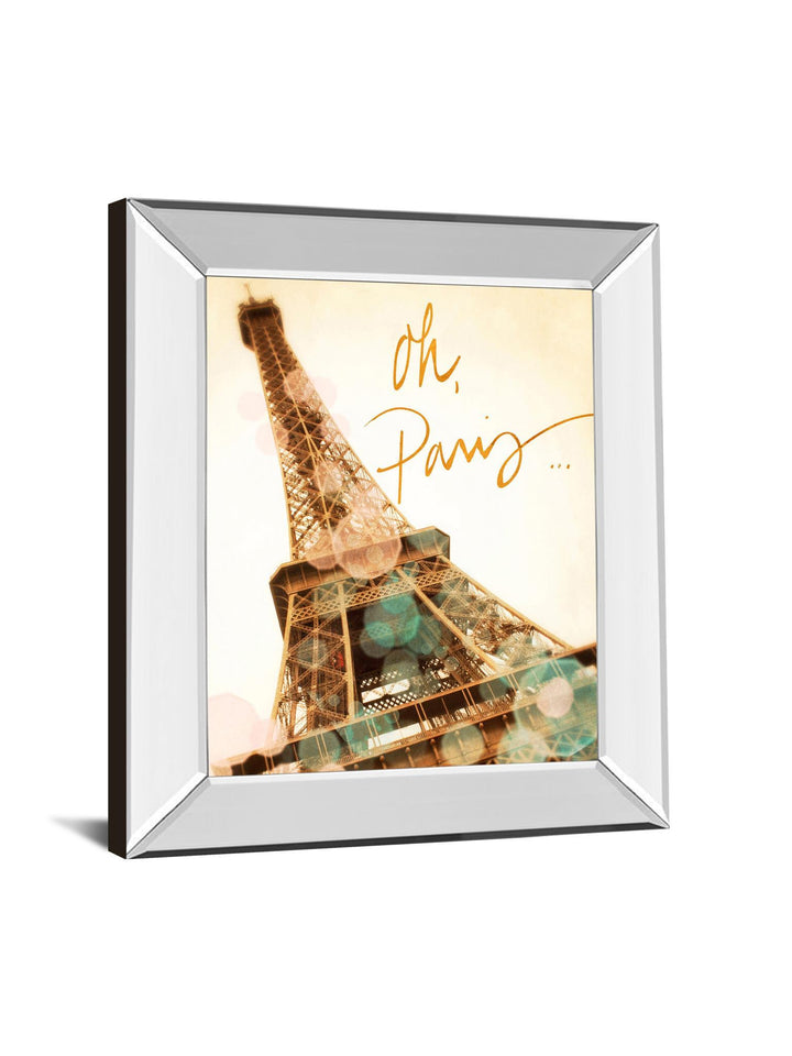 Oh Paris By Emily Navas - Mirror Framed Print Wall Art - Beige