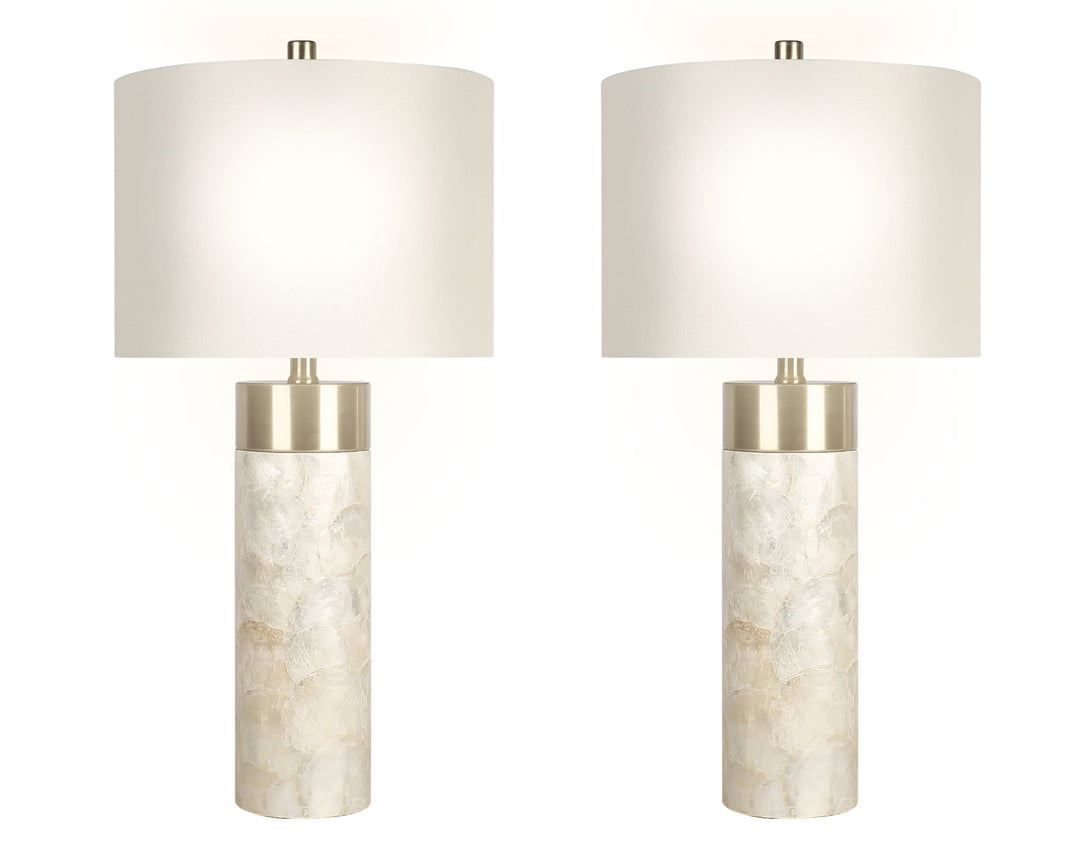 "Luminous Shell" Shell And Metal Table Lamp (Set of 2) - Natural Shell / Soft Gold / Beige