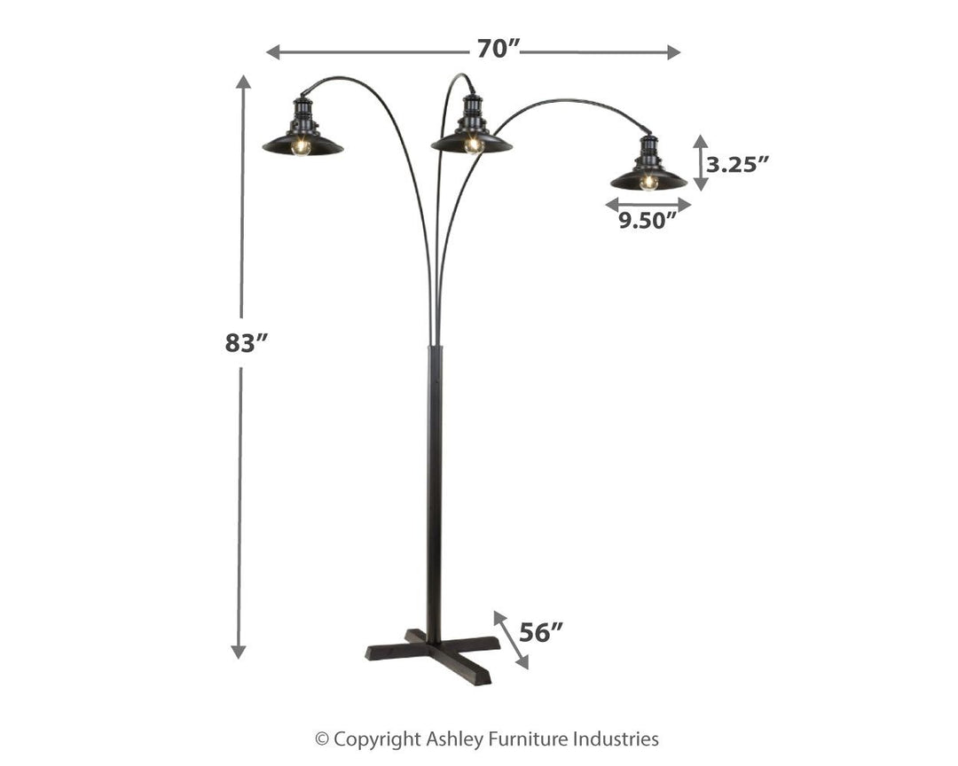 Sheriel - Black - Metal Arc Lamp