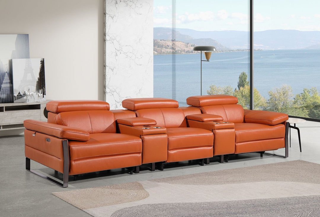 1246 - Modular Power Triple Reclining Dual Console Sofa With Power Reclining Headrests