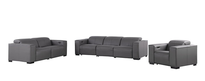 1208 - Leather Reclining Set (Sofa, Loveseat &amp; Chair With 6 Power Recliners)