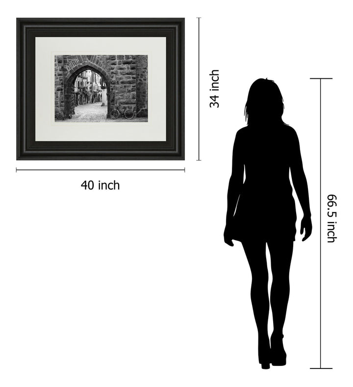 Bicycle Of Riquewihr By Monte Nagler - Framed Print Wall Art - Dark Gray