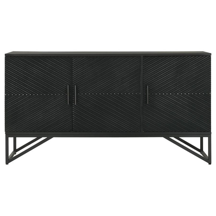 Riddell - 3 Door Wood Reeding Accent Cabinet - Matte Black