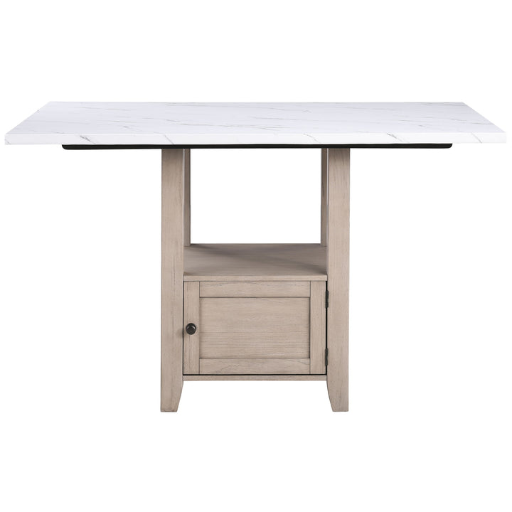 Taylor - Faux Marble Top Counter Table - White / Light Brown