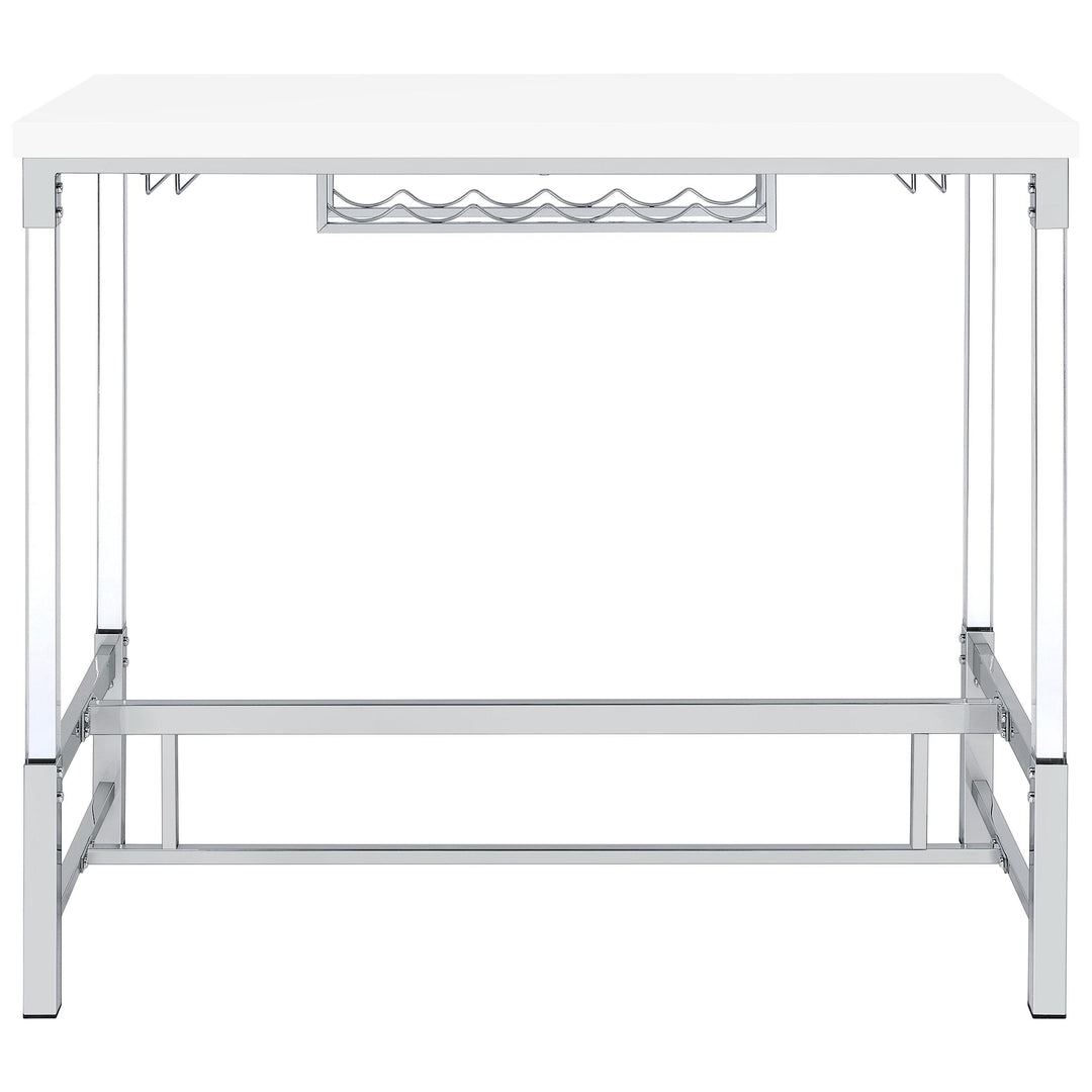 Norcrest 47-inch Acrylic Leg Bar Table White High Gloss
