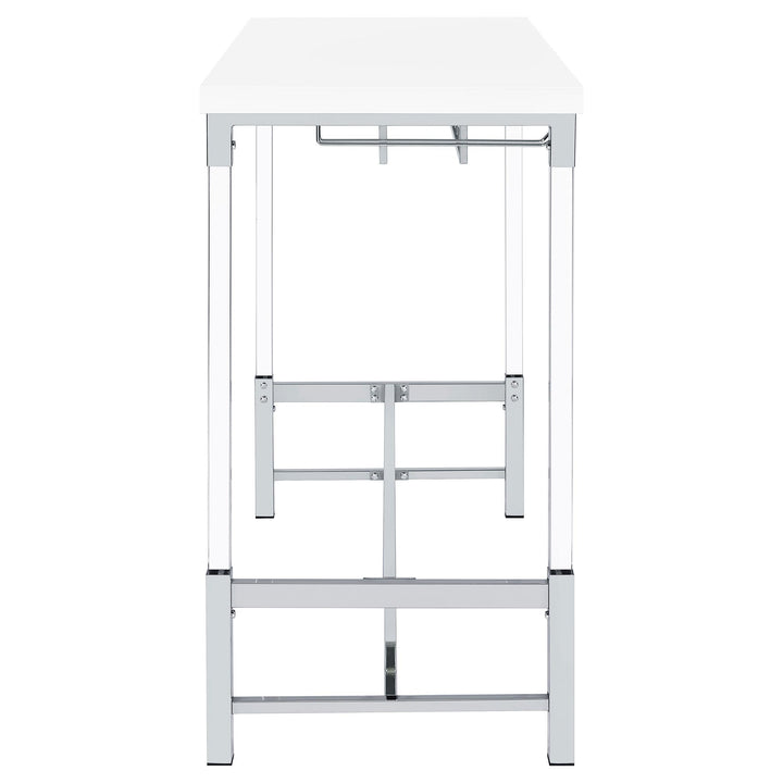 Norcrest 47-inch Acrylic Leg Bar Table White High Gloss