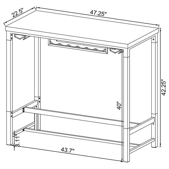 Norcrest 47-inch Acrylic Leg Bar Table White High Gloss