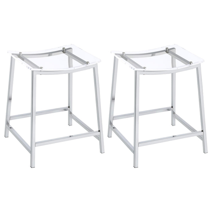 Jovani Acrylic Backless Counter Stool Chrome (Set of 2)