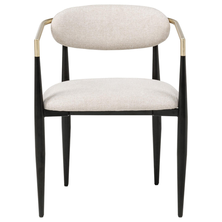 Bradbury Fabric Upholstered Dining Arm Chair Beige (Set of 2)