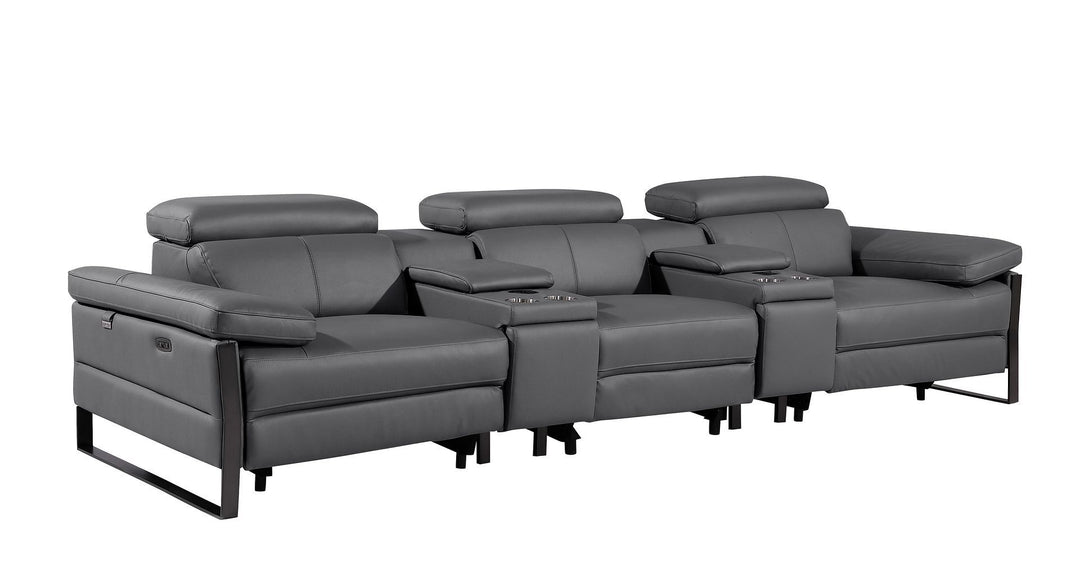1246 - Modular Power Triple Reclining Dual Console Sofa With Power Reclining Headrests