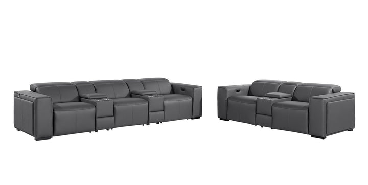 1224 - 8-Piece Modular Power Reclining Sofa &amp; Loveseat Set In With 5 Power Recliners &amp; Power Headrests