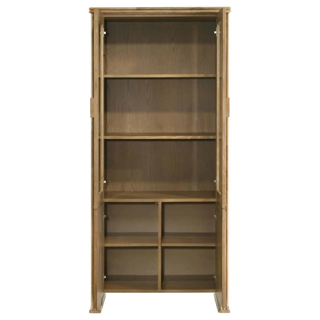Adina 77-inch Tall Display Cabinet Distressed Light Brown
