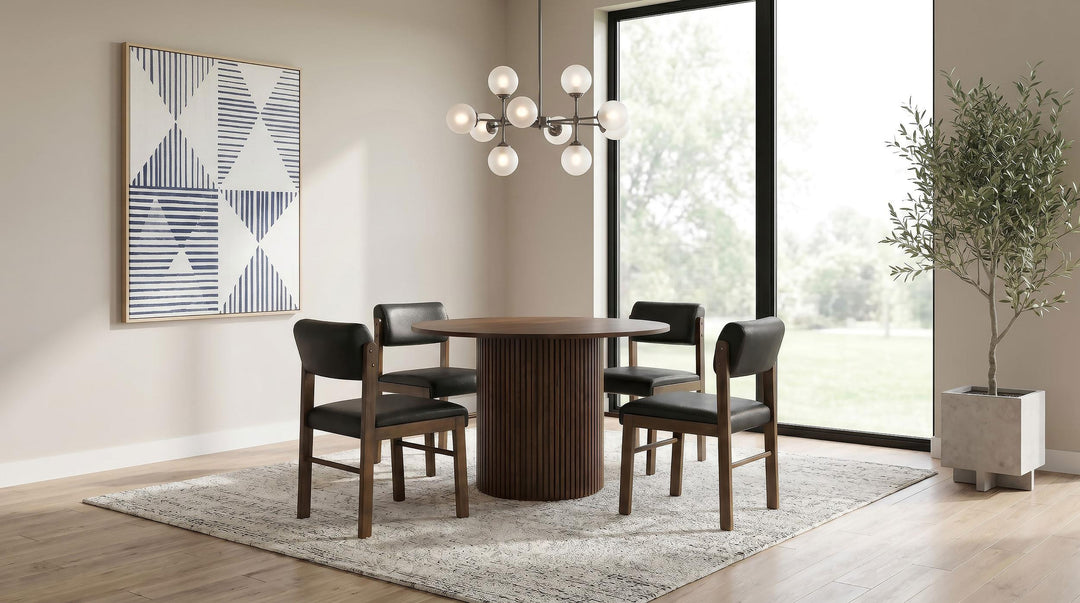 Kehoe Upholstered Dining Side Chair Black and Walnut (Set of 2)