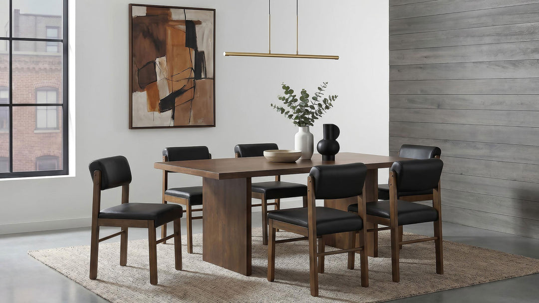 Kehoe Upholstered Dining Side Chair Black and Walnut (Set of 2)