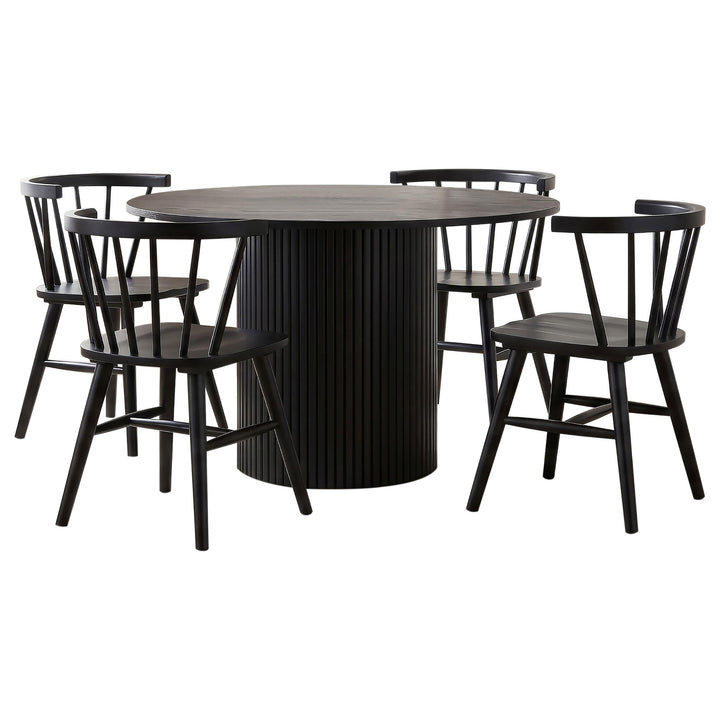 Hamlyn 5-piece Round Wood Dining Set Black