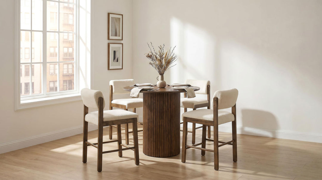 Hamlyn 43-inch Round Wood Counter Height Dining Table Walnut