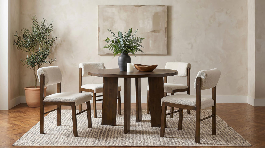 Strouse 47-inch Round Wood Dining Room Table Walnut