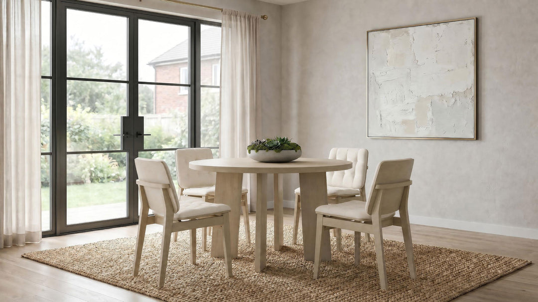 Redbridge Velvet Upholstered Side Chair Cream and Natural Oak (Set of 2)