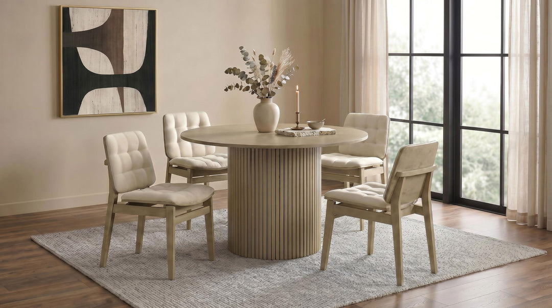 Redbridge Velvet Upholstered Side Chair Cream and Natural Oak (Set of 2)