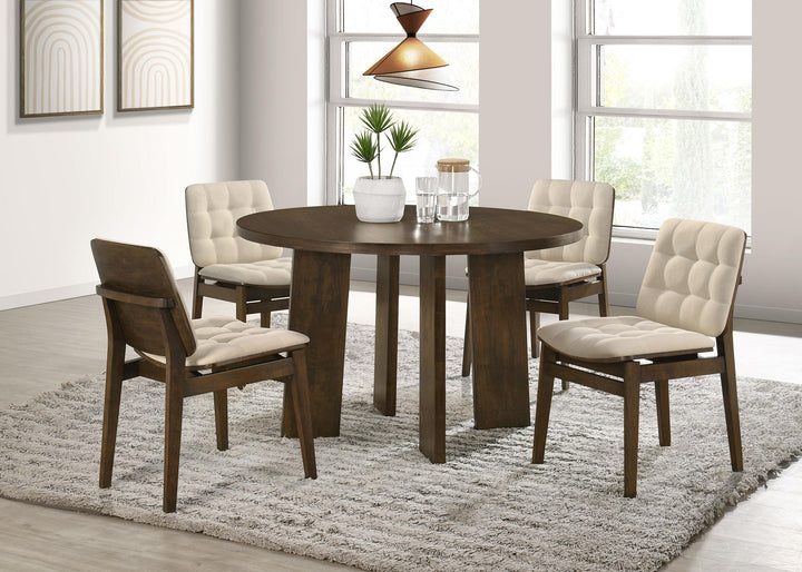 Redbridge Velvet Upholstered Side Chair Cream and Walnut (Set of 2)