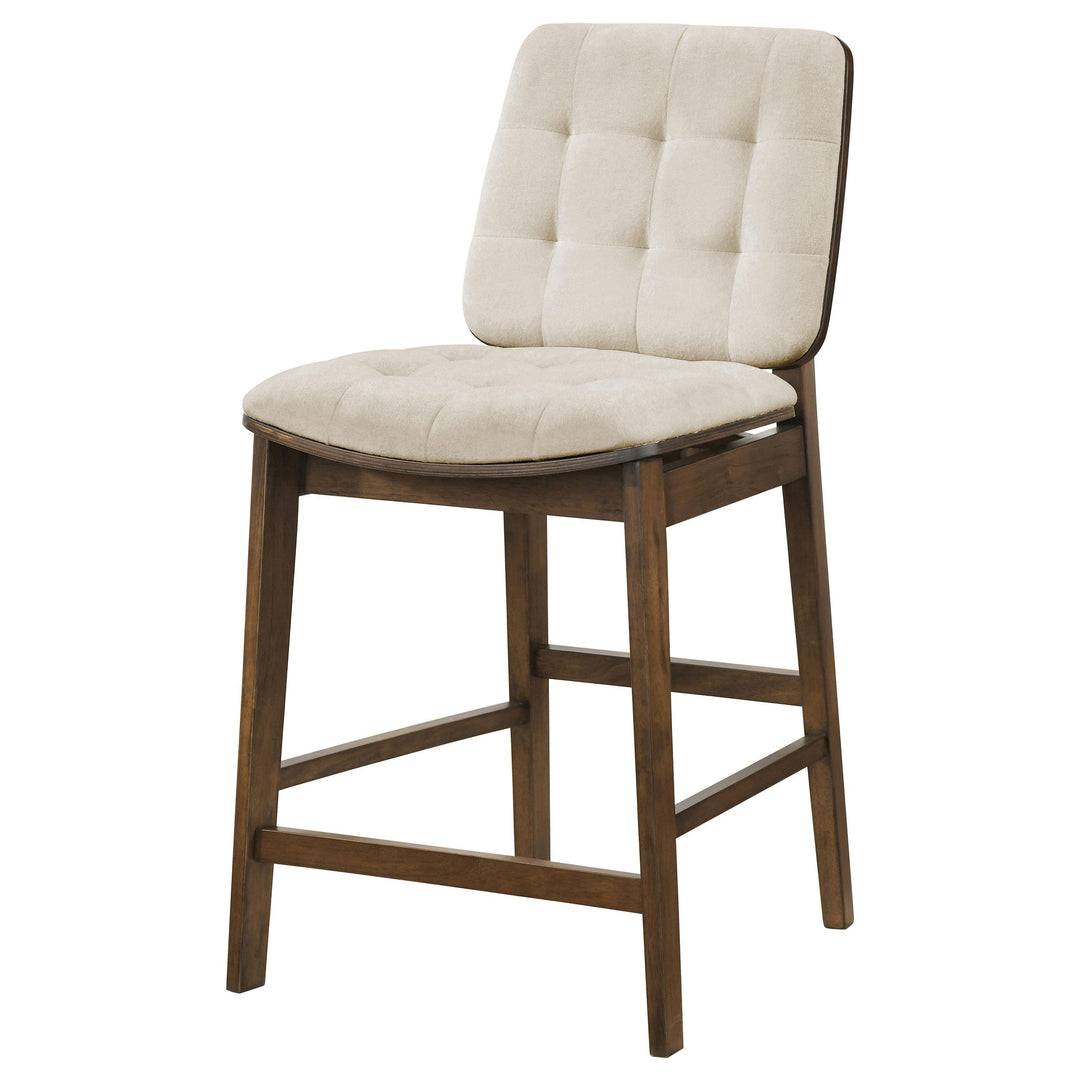 Redbridge Velvet Upholstered Counter Chair Cream and Walnut (Set of 2)