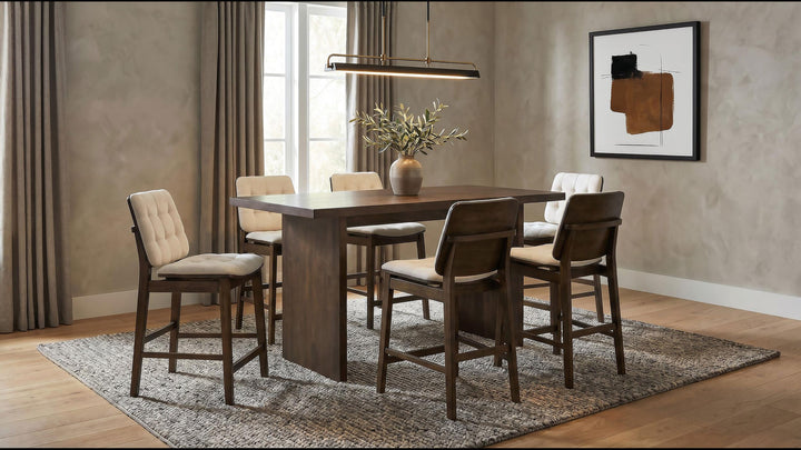 Redbridge Velvet Upholstered Counter Chair Cream and Walnut (Set of 2)