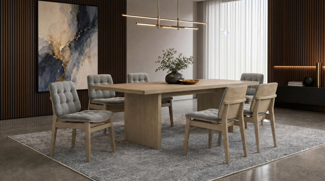 Redbridge Velvet Upholstered Side Chair Grey and Natural Oak (Set of 2)