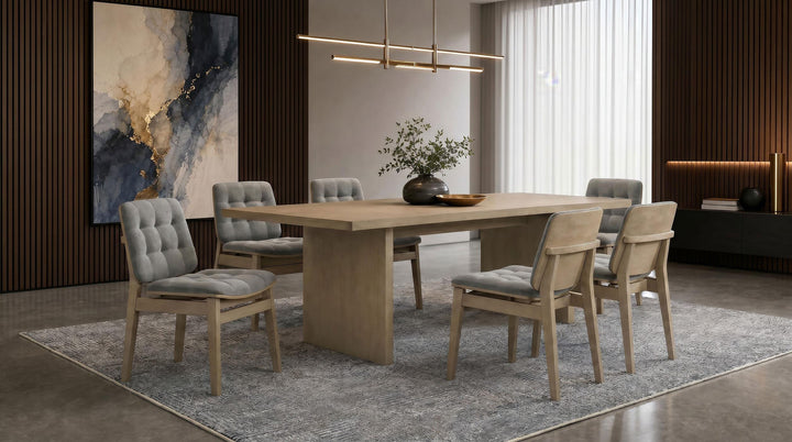Redbridge Velvet Upholstered Side Chair Grey and Natural Oak (Set of 2)