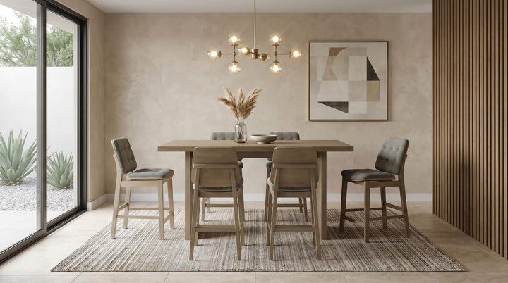Redbridge Velvet Upholstered Counter Chair Grey and Natural Oak (Set of 2)