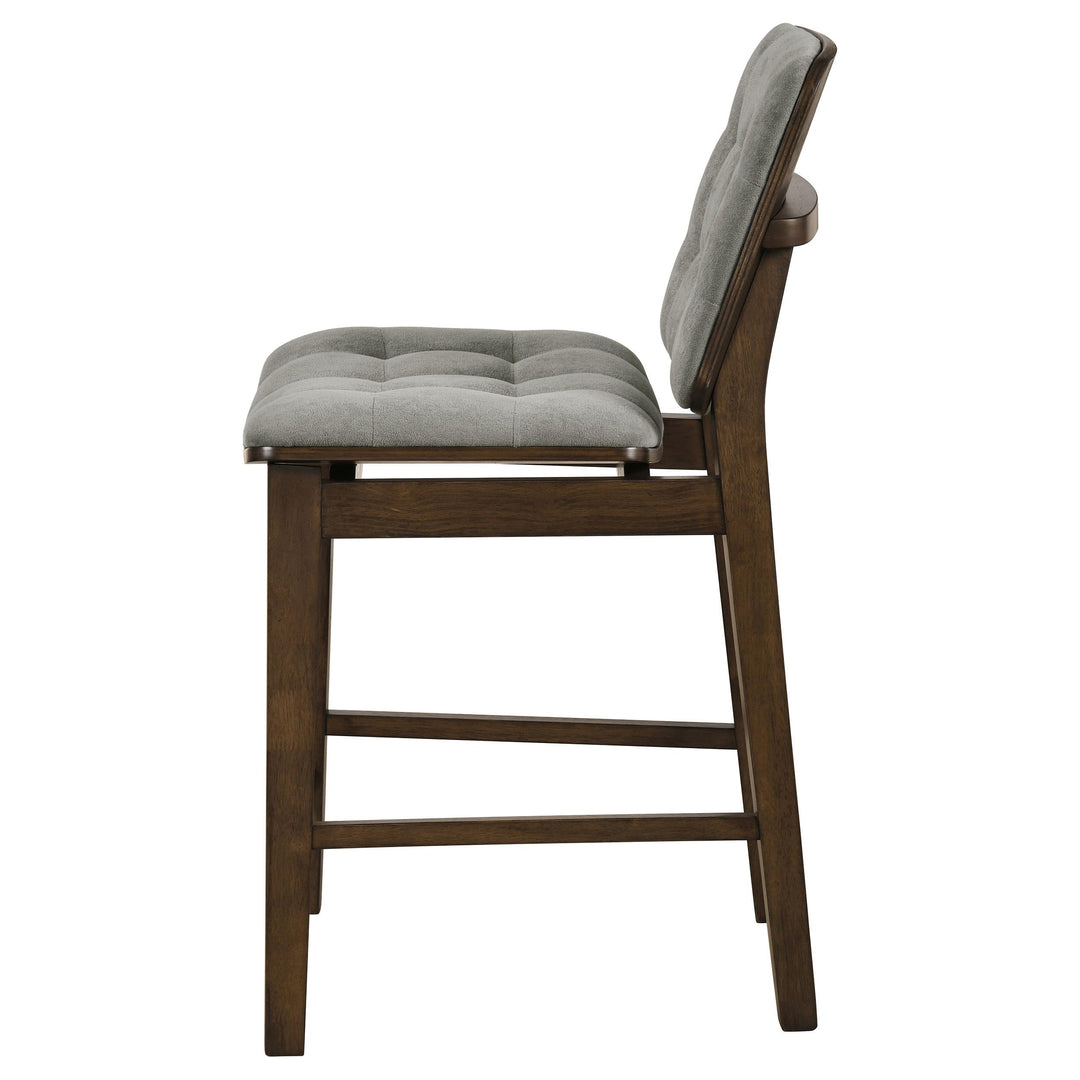 Redbridge Velvet Upholstered Counter Chair Grey and Walnut (Set of 2)