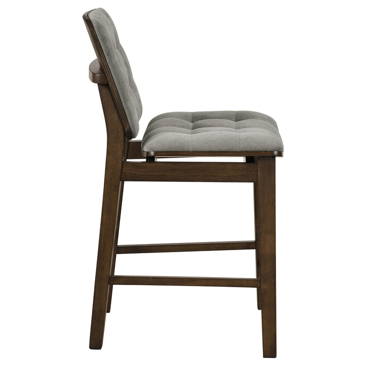 Redbridge Velvet Upholstered Counter Chair Grey and Walnut (Set of 2)