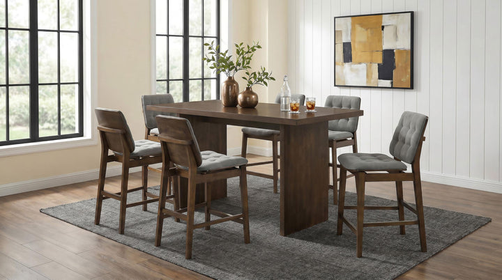 Redbridge Velvet Upholstered Counter Chair Grey and Walnut (Set of 2)