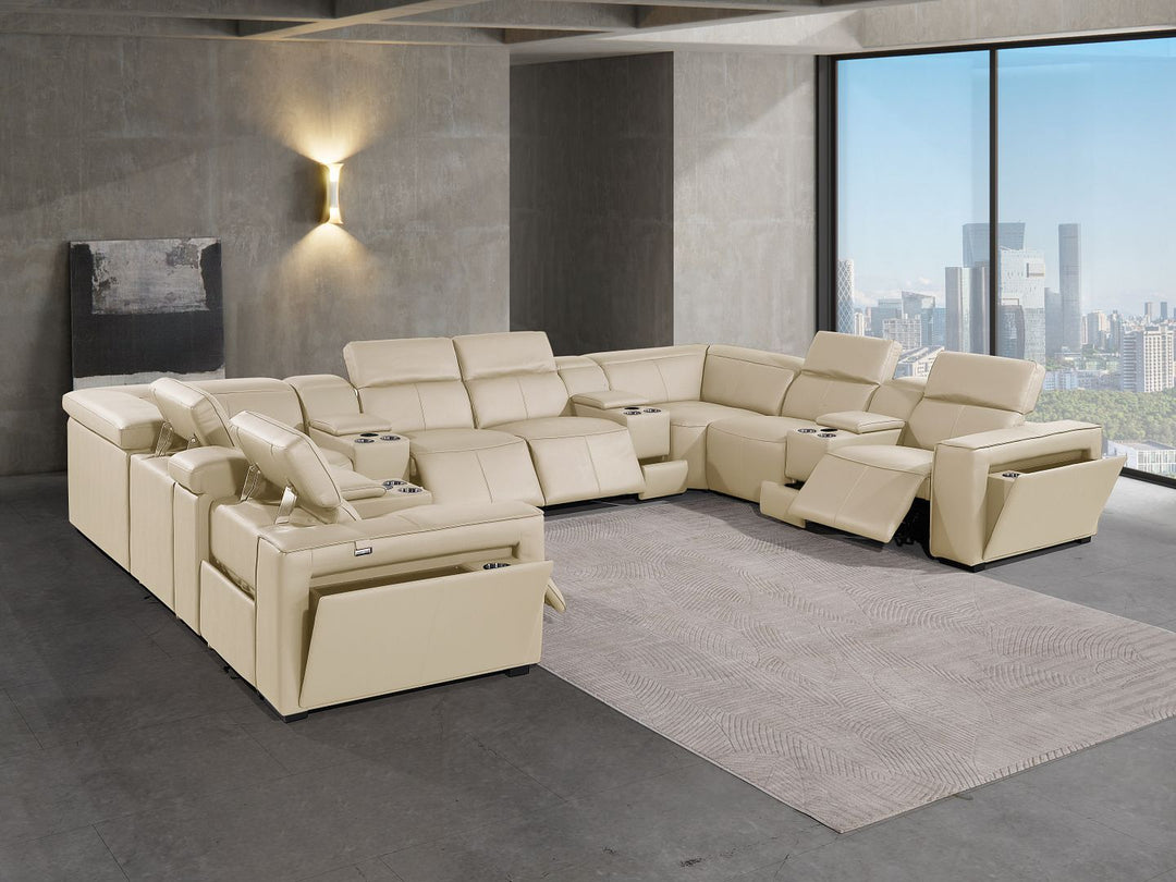1224 - 12-Piece U-Shaped Sectional Sofa In With 4 Power Recliners &amp; Power Headrests