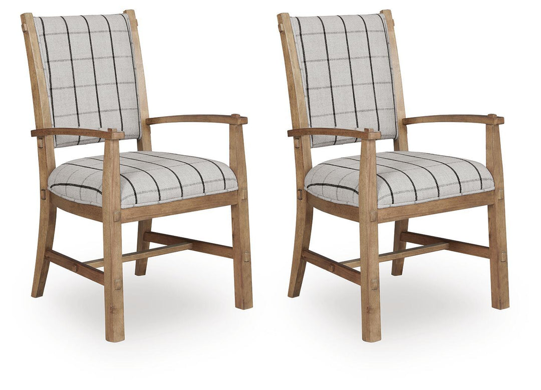 Ridgester - Dining Upholstered Arm Chair (Set of 2) - Light Brown