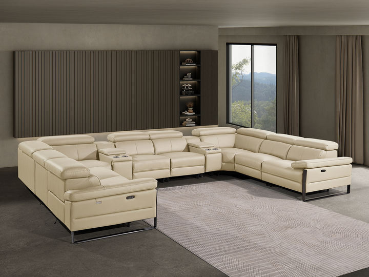 1246 - 10-Piece U-Shaped Modular Power Reclining Sectional With 4 Power Recliners And Power Headrests