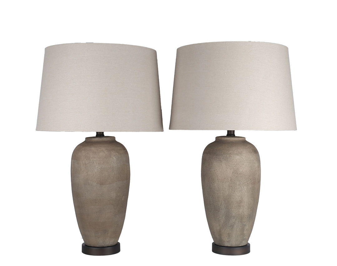 Earthen Elegance Ceramic &amp; Metal Table Lamp (Set of 2) - Earthen / Oil Bronze