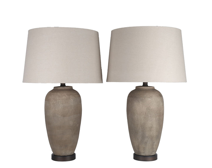 Earthen Elegance Ceramic &amp; Metal Table Lamp (Set of 2) - Earthen / Oil Bronze