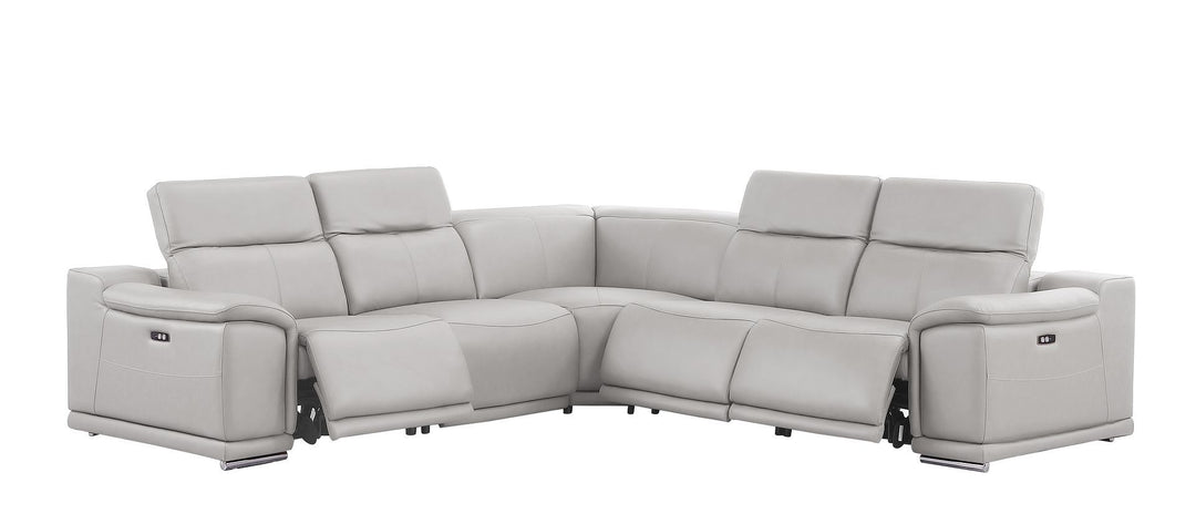 2679 - 5-Piece L-Shaped Power Reclining Sectional In Genuine Leather (3 Recliners)