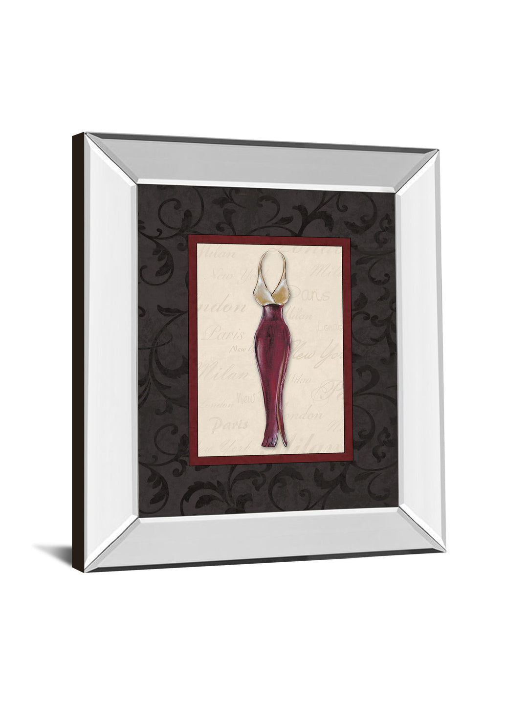 Fashion Dress Il By Susan Osbourne Mirror Framed Print Wall Art - Dark Gray