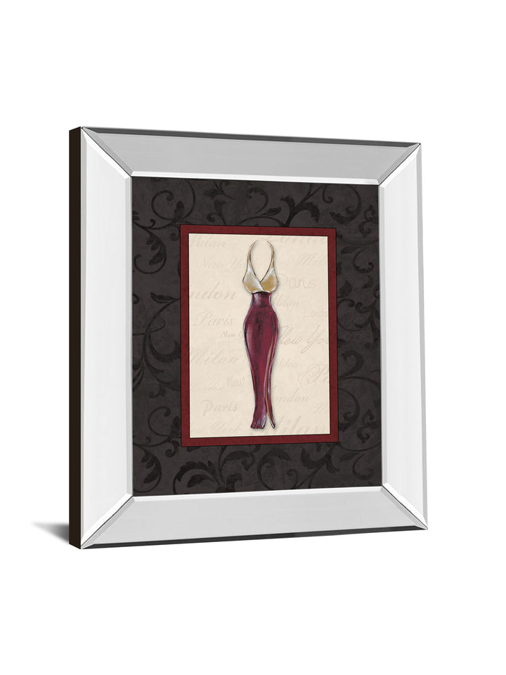 Fashion Dress Il By Susan Osbourne Mirror Framed Print Wall Art - Dark Gray