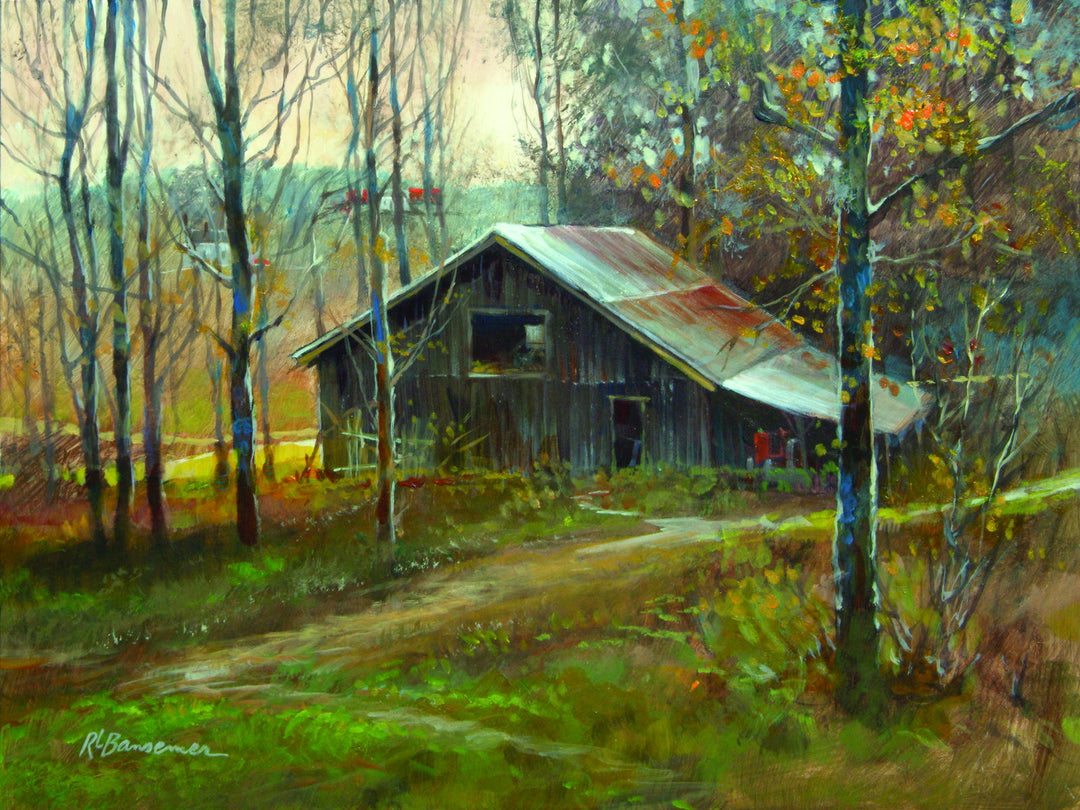 Framed - Pinnacle Mountain Barn By Roger Bansemer - Light Brown